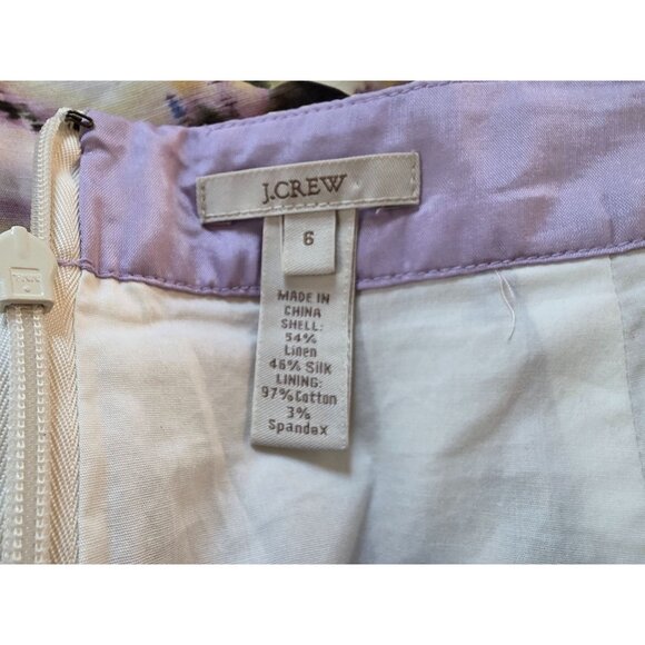 J.Crew Womens Tie-Dye Linen Silk Skirt Size 6 Yellow Purple Black Side Zip - Picture 5 of 5